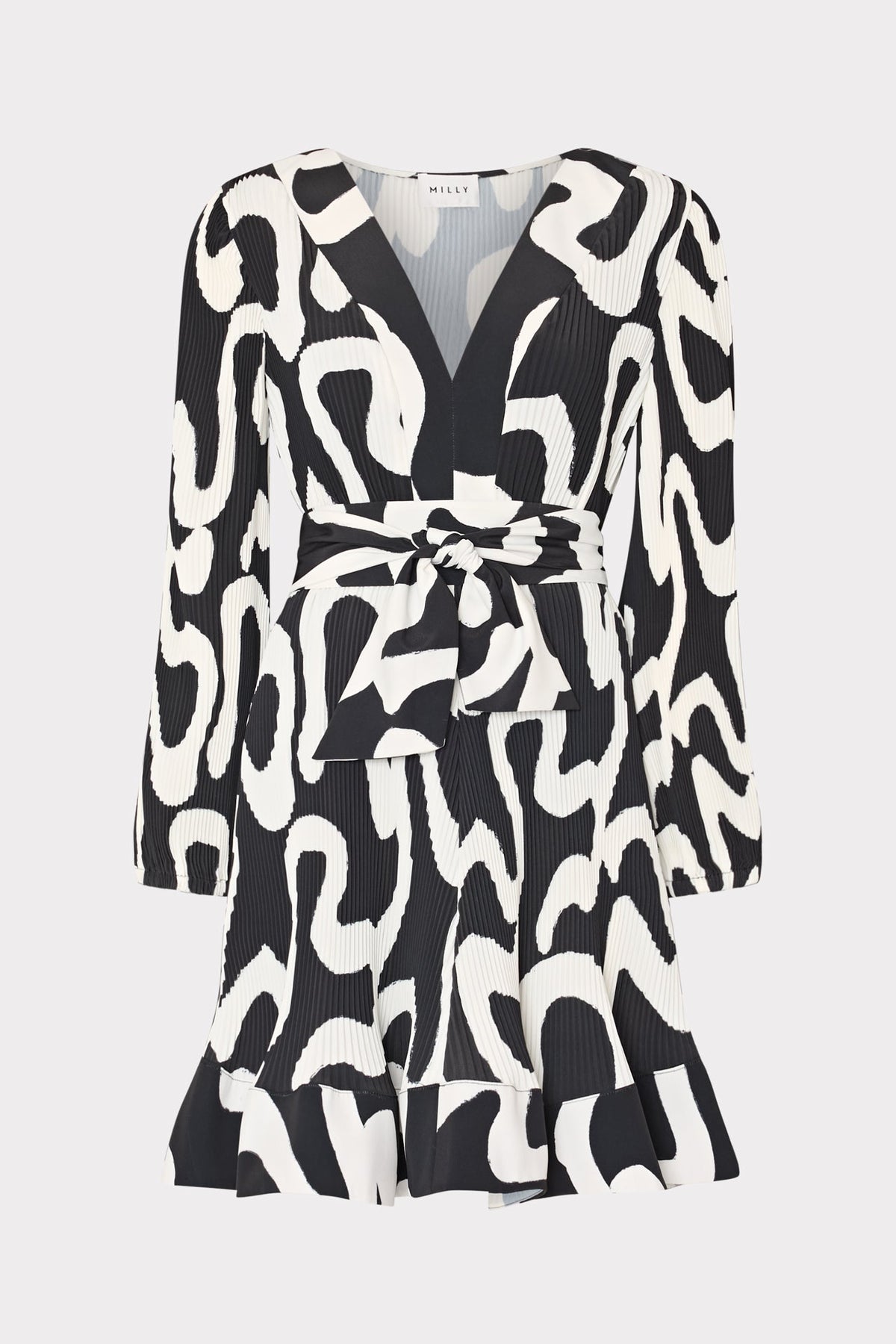 Liv Ink Swirl Pleated Dress Black/White | Milly Women