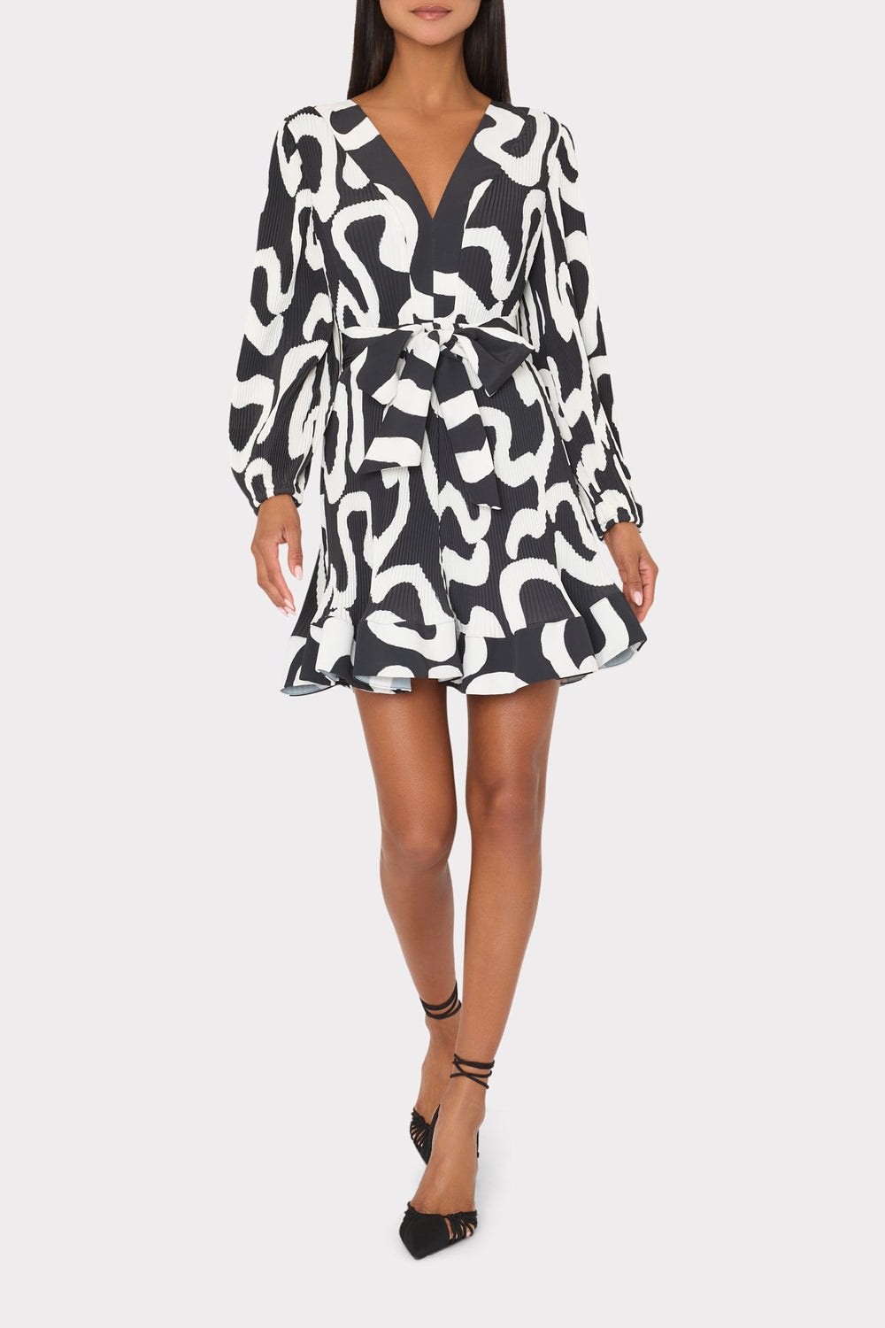 Liv Ink Swirl Pleated Dress Black/White | Milly Women
