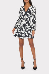 Liv Ink Swirl Pleated Dress Black/White | Milly Women