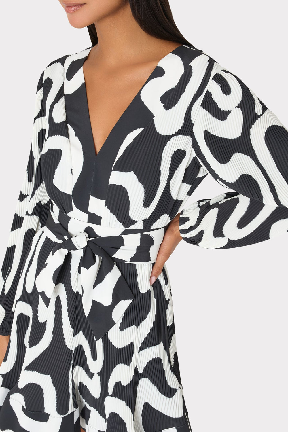Liv Ink Swirl Pleated Dress Black/White | Milly Women