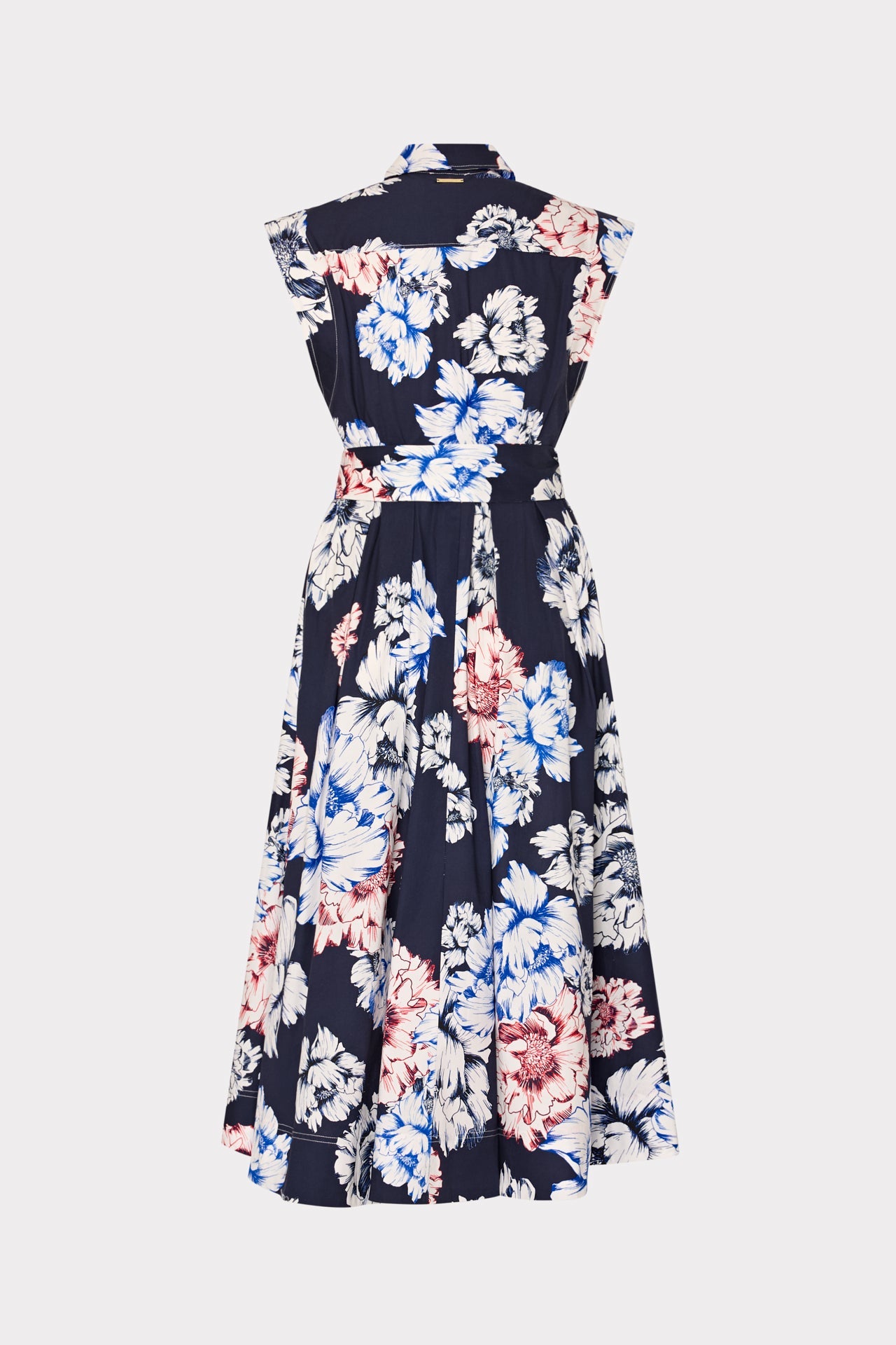 Jules Printed Poplin Midi Dress Navy Multi | Milly Women