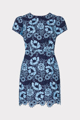 Kyla Two Tone Floral Lace Mini Dress Blue/Navy | Milly Women