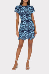 Kyla Two Tone Floral Lace Mini Dress Blue/Navy | Milly Women