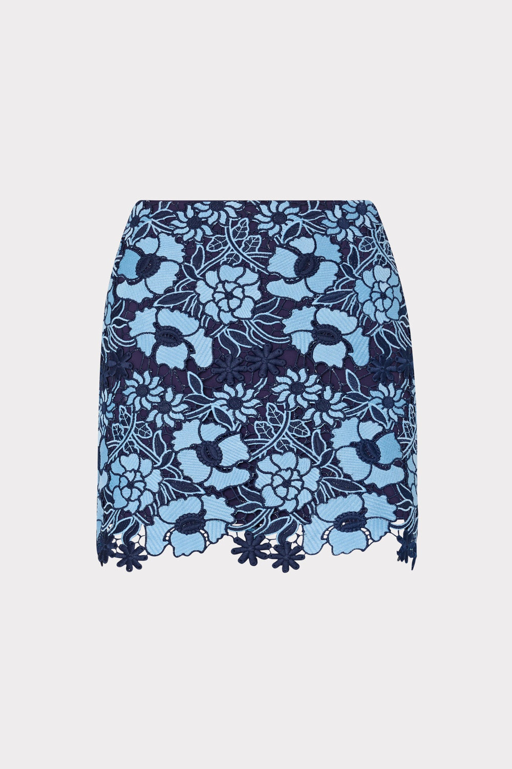 Two Tone Floral Lace Mini Skirt Blue/Navy | Milly Women