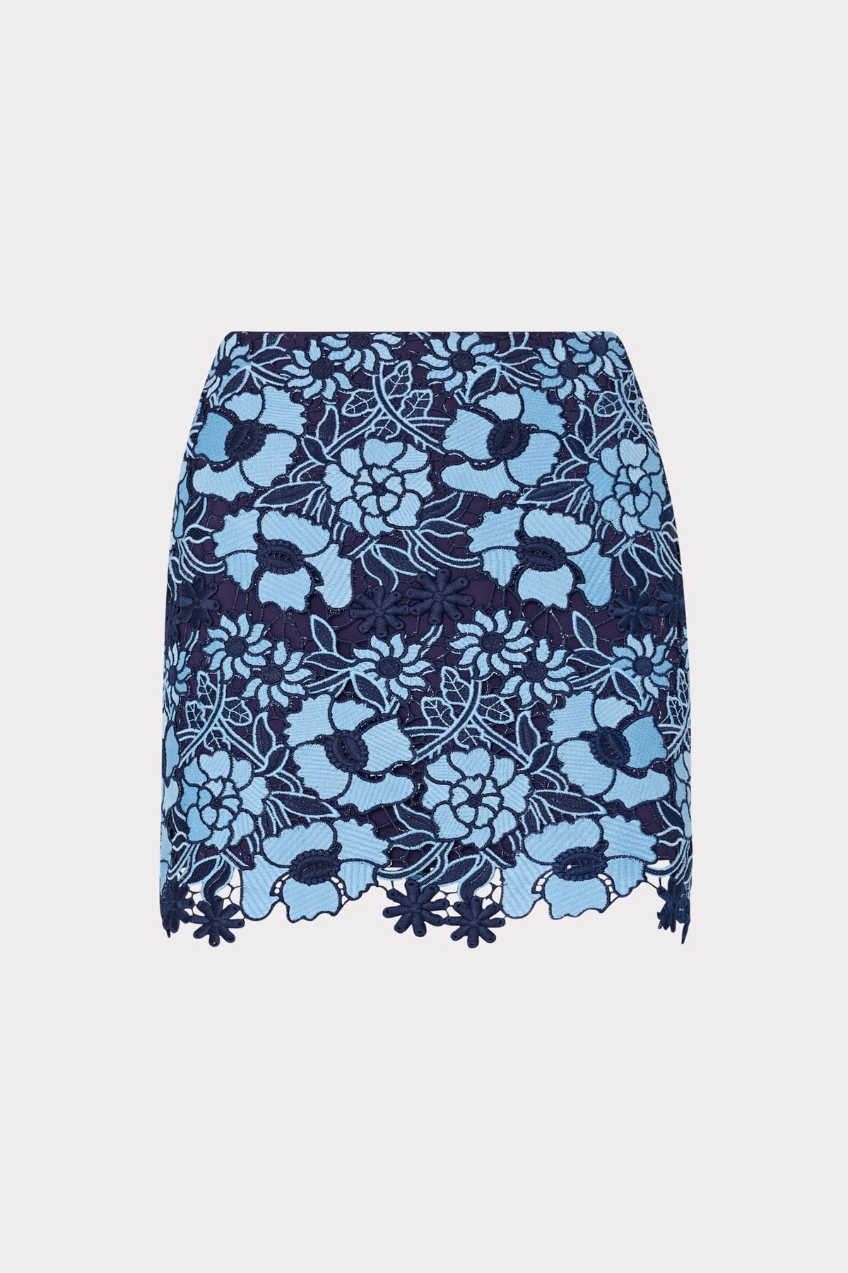 Two Tone Floral Lace Mini Skirt Blue/Navy | Milly Women