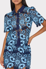 Two Tone Floral Lace Mini Skirt Blue/Navy | Milly Women