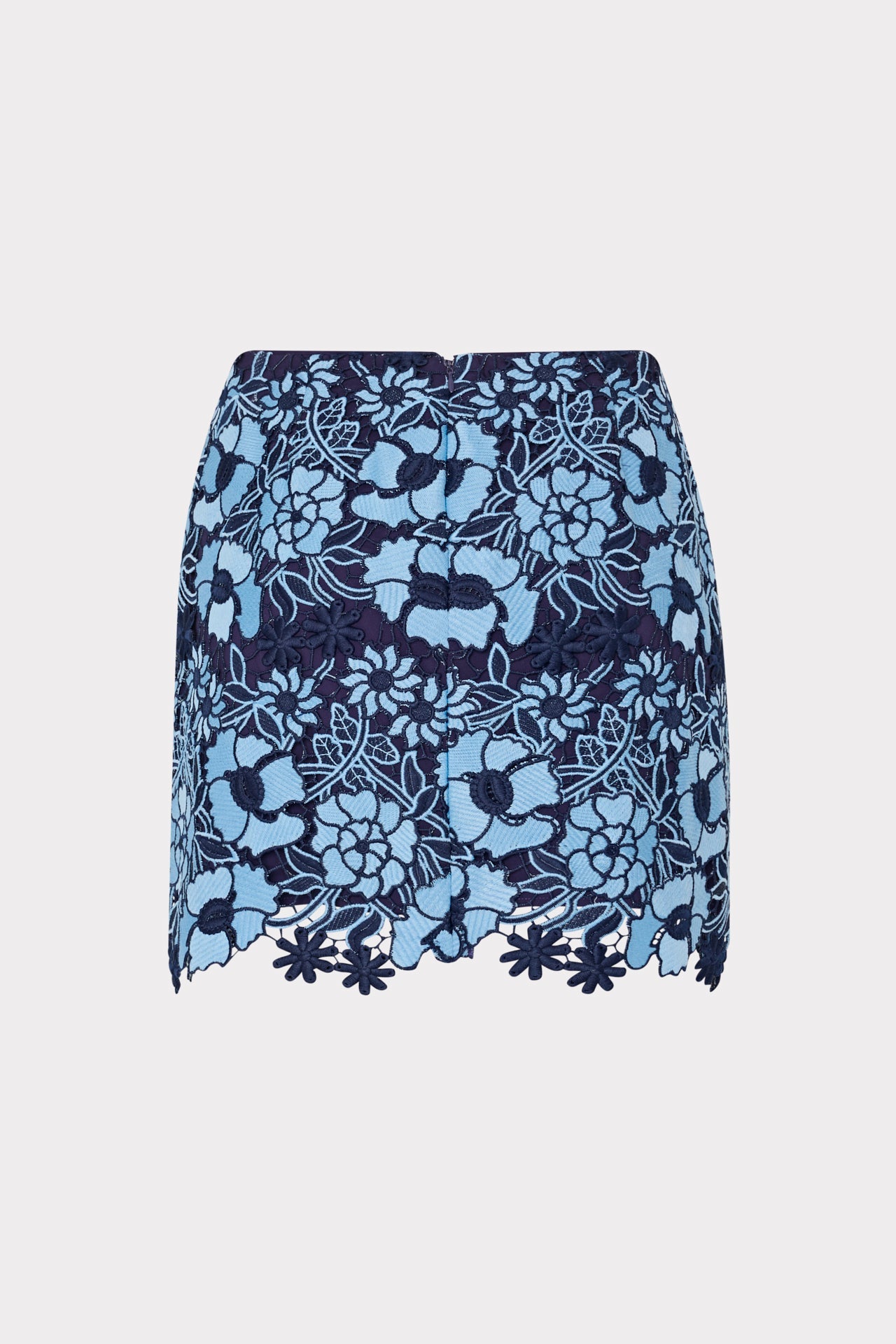 Two Tone Floral Lace Mini Skirt Blue/Navy | Milly Women