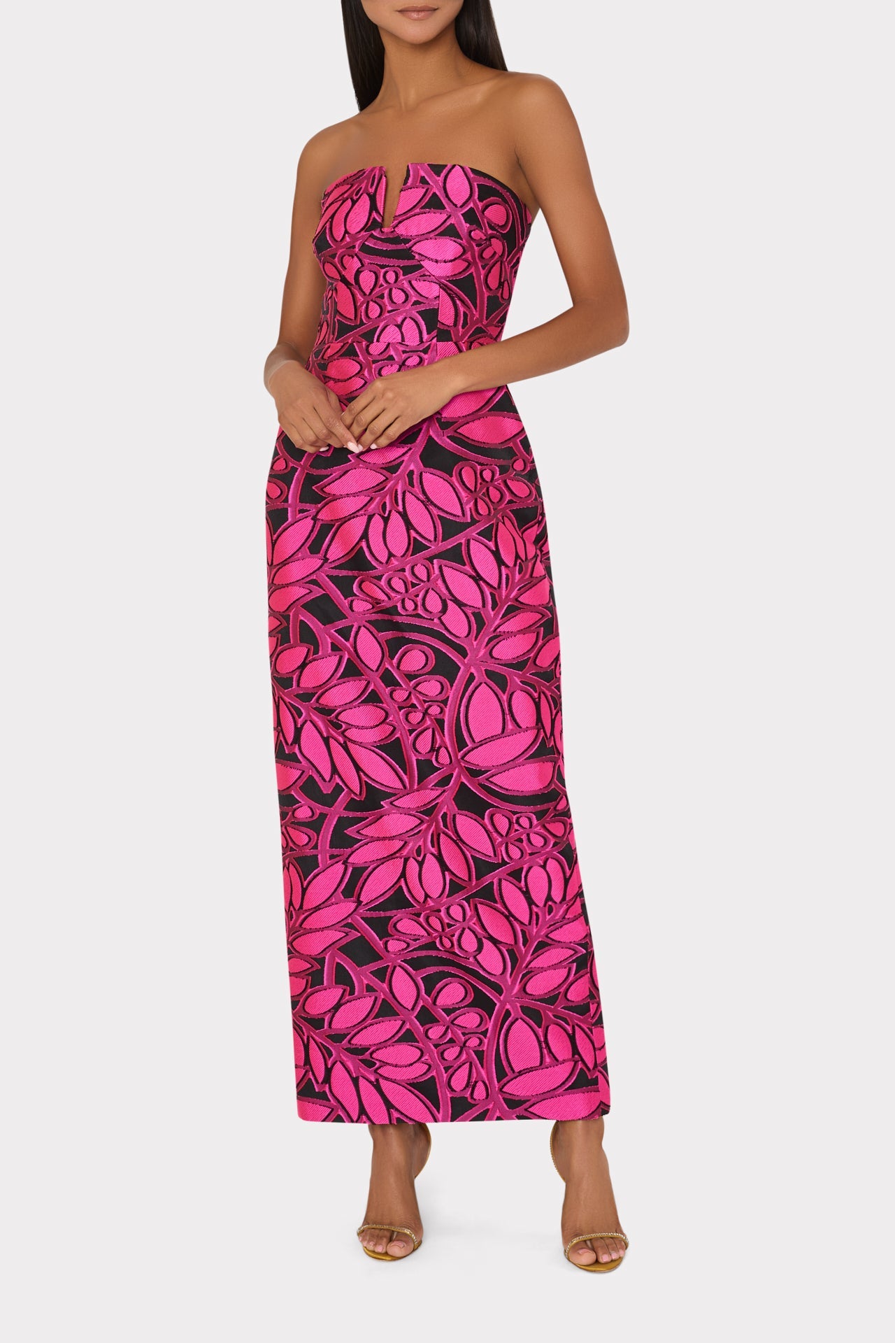 Judith Pink Palm Jacquard Dress Pink/Black | Milly Women