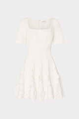 Joy Lace Combo Mini Godet Dress White | Milly Women