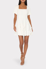 Joy Lace Combo Mini Godet Dress White | Milly Women