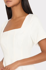 Joy Lace Combo Mini Godet Dress White | Milly Women