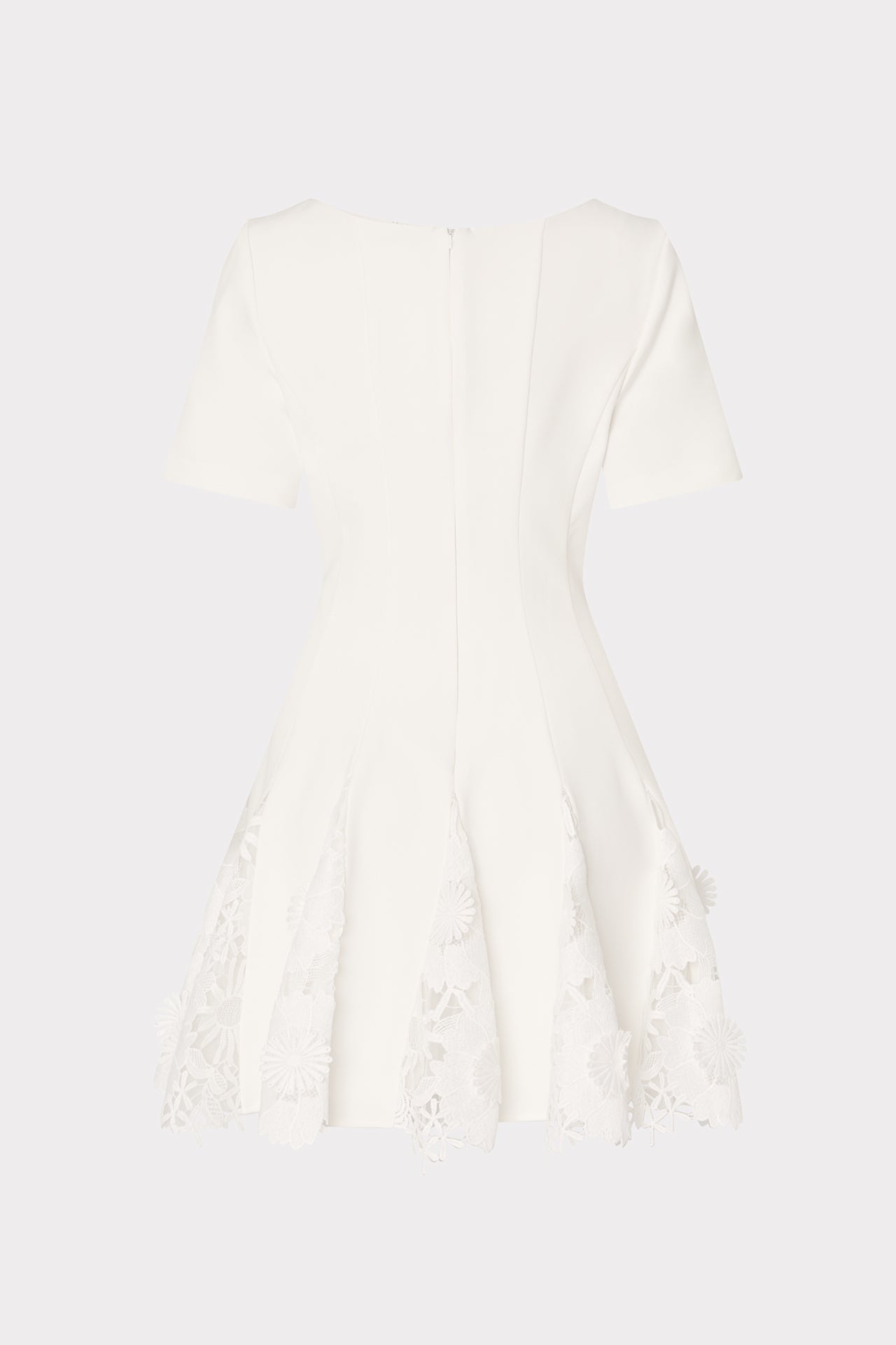 Joy Lace Combo Mini Godet Dress White | Milly Women