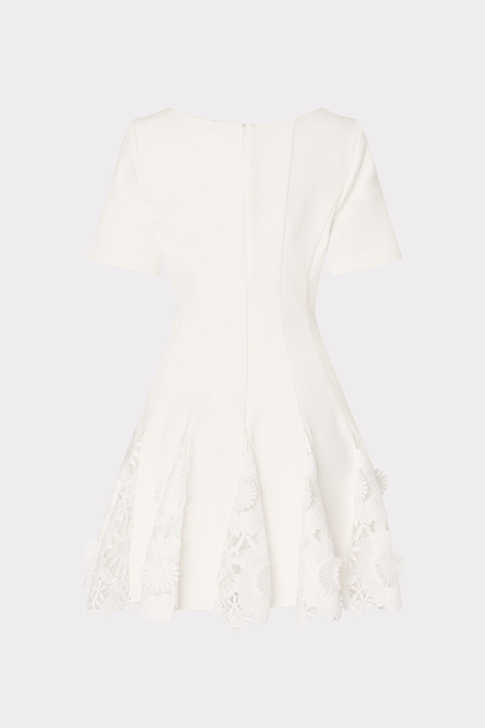 Joy Lace Combo Mini Godet Dress White | Milly Women