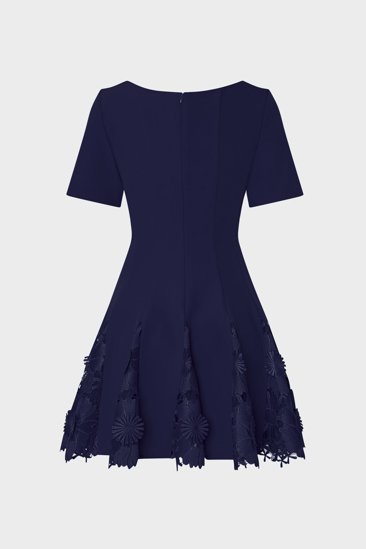 Joy Lace Combo Mini Godet Dress Navy | Milly Women