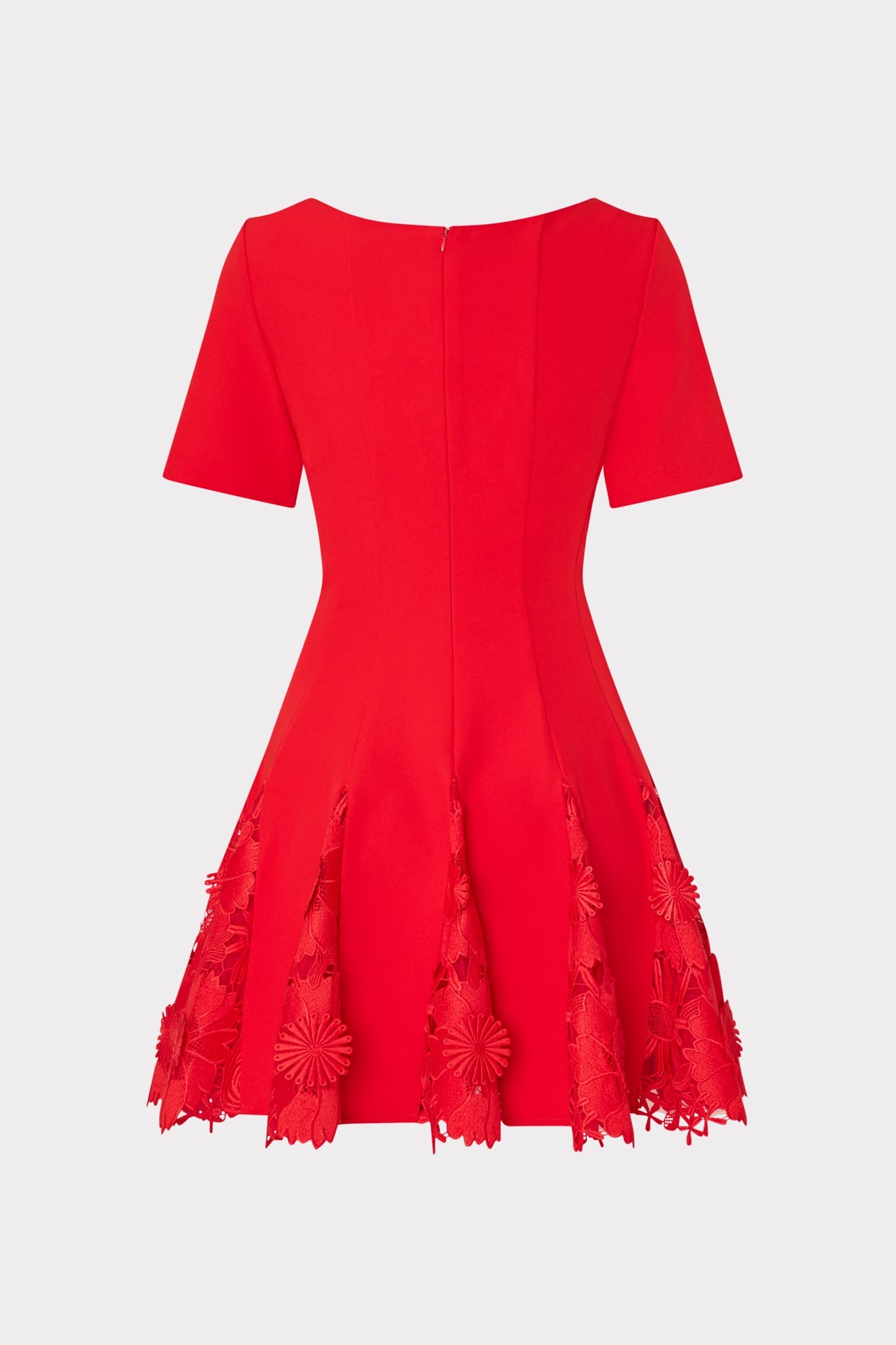 Joy Lace Combo Mini Godet Dress Red | Milly Women