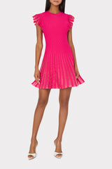 Sheer Flutter Sleeve Knit Mini Dress Pink | Milly Women