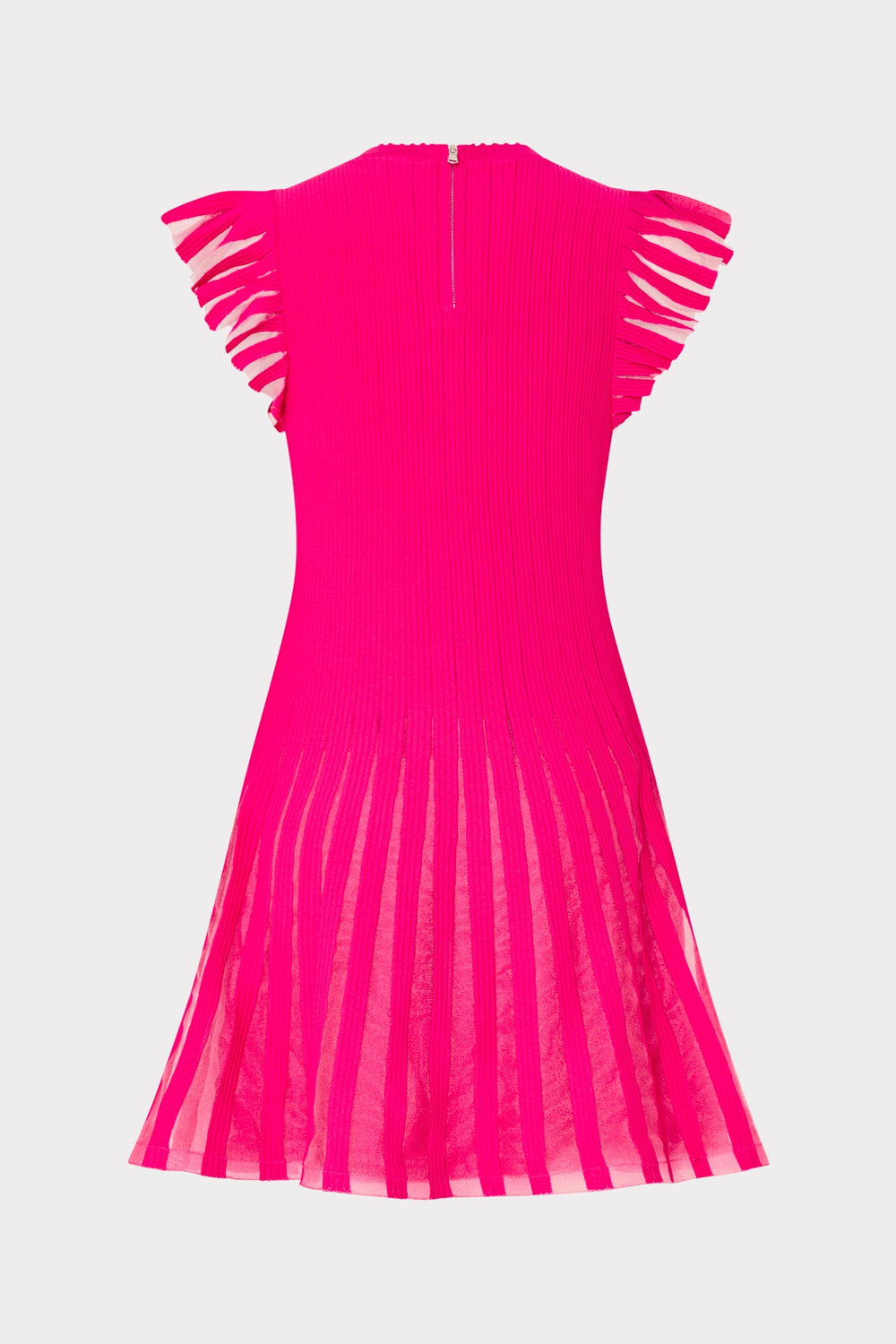 Sheer Flutter Sleeve Knit Mini Dress Pink | Milly Women
