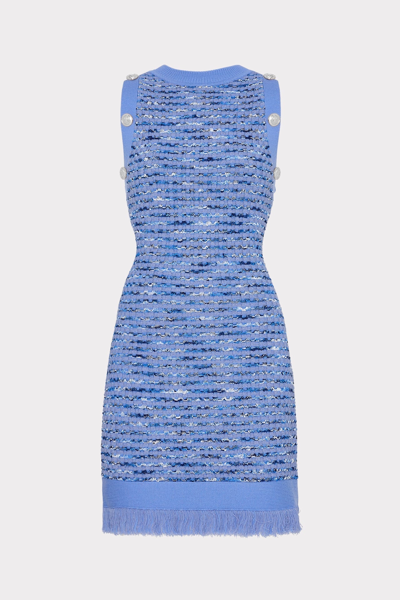 Textured Fringe Knit Mini Dress Blue | Milly Women