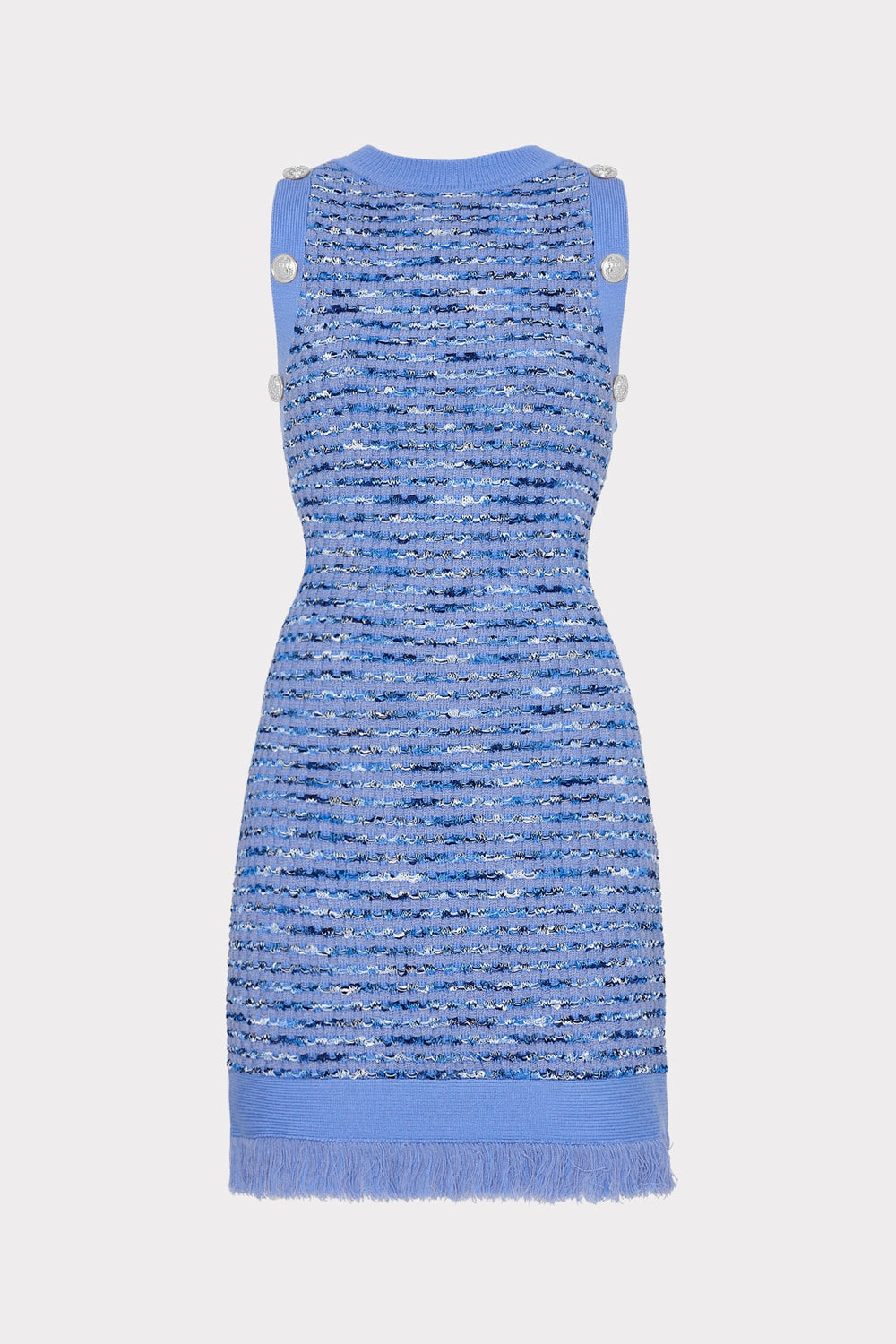 Textured Fringe Knit Mini Dress Blue | Milly Women