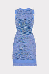 Textured Fringe Knit Mini Dress Blue | Milly Women