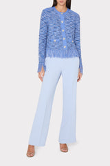 Fringe Trim Cardigan Blue | Milly Women