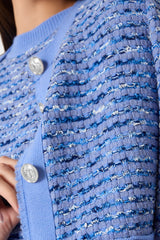 Fringe Trim Cardigan Blue | Milly Women