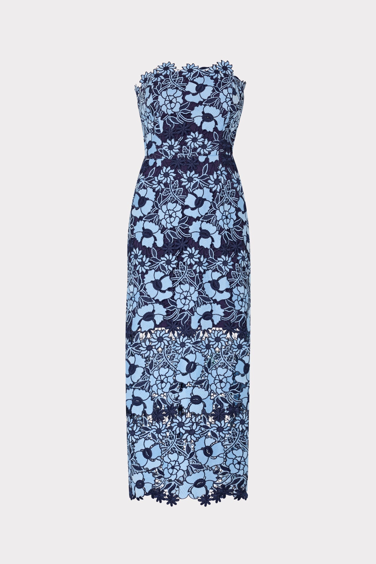 Kait Two Tone Floral Lace Midi Dress Blue/Navy | Milly Women
