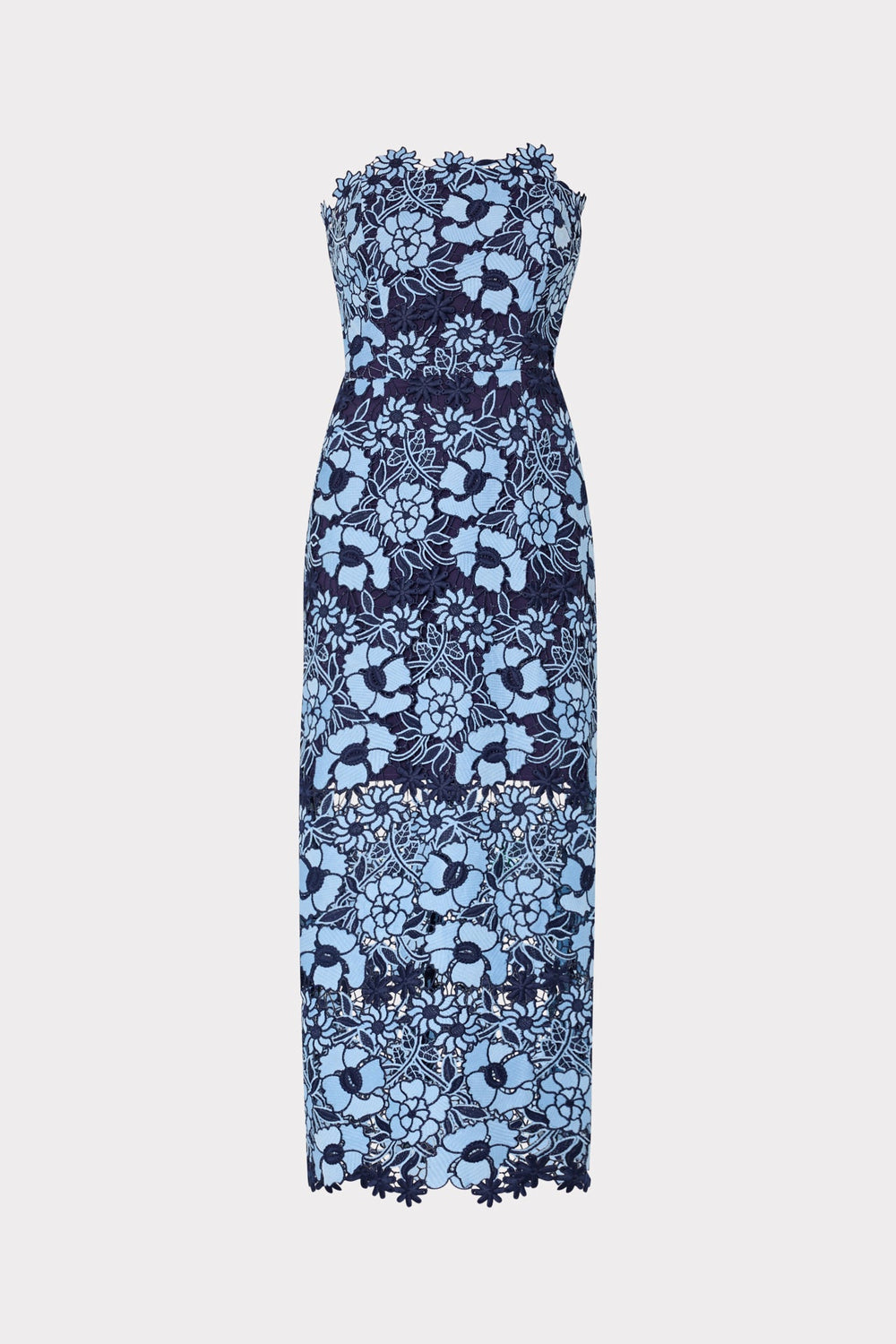 Kait Two Tone Floral Lace Midi Dress Blue/Navy | Milly Women