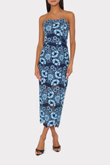 Kait Two Tone Floral Lace Midi Dress Blue/Navy | Milly Women