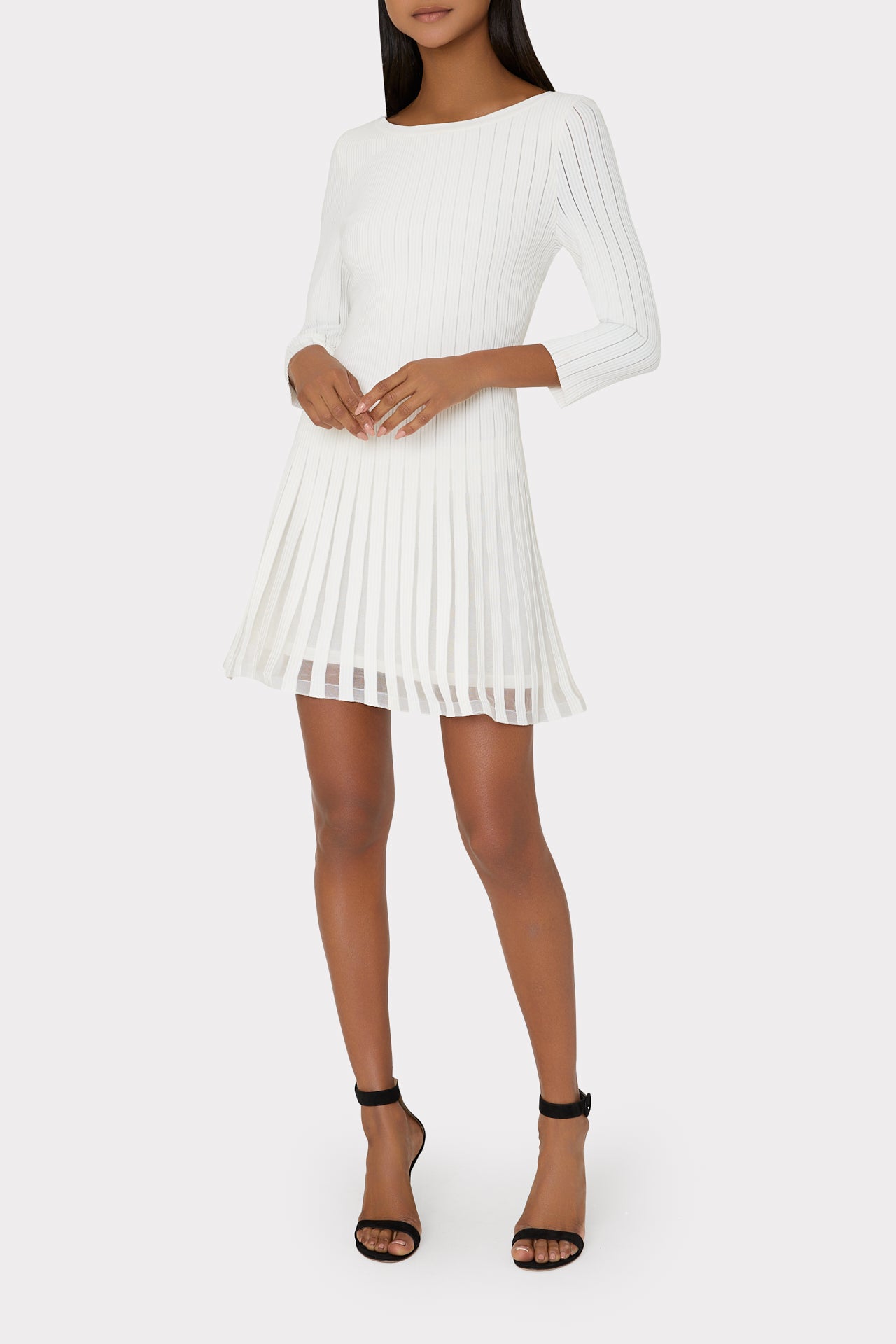 Tabitha Sheer Godet Mini Dress Ecru | Milly Women