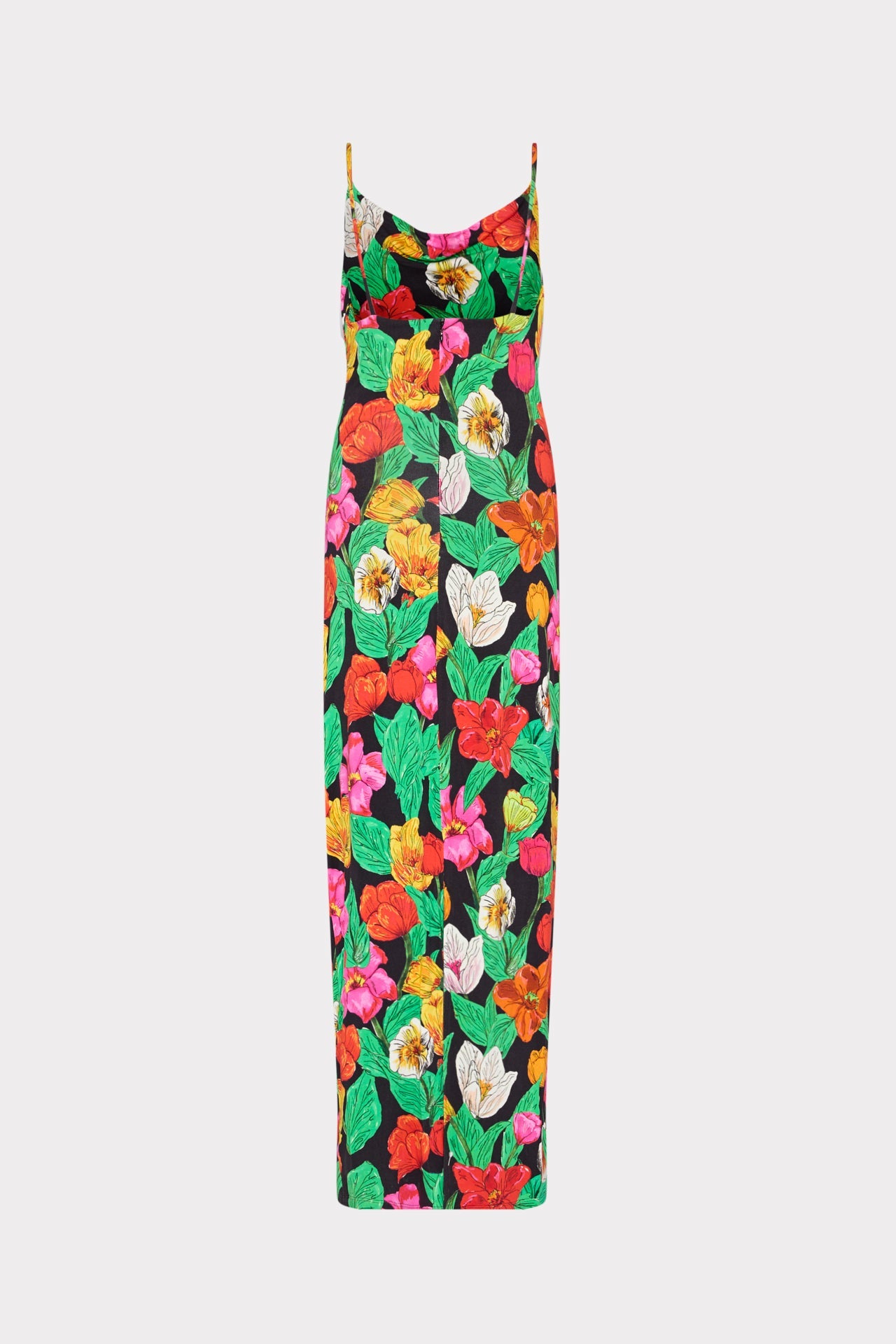 Tulip Rosette Ruched Cowl Neck Midi Dress Black Multi | Milly Women