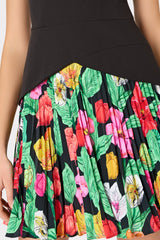 Haddy Tulip Rosette Pleated Mini Dress Black Multi | Milly Women