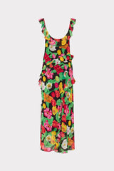 Tulip Rosette Ruffle Maxi Dress Black Multi | Milly Women