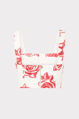 Rose Embroidery Crop Top Red/White | Milly Women