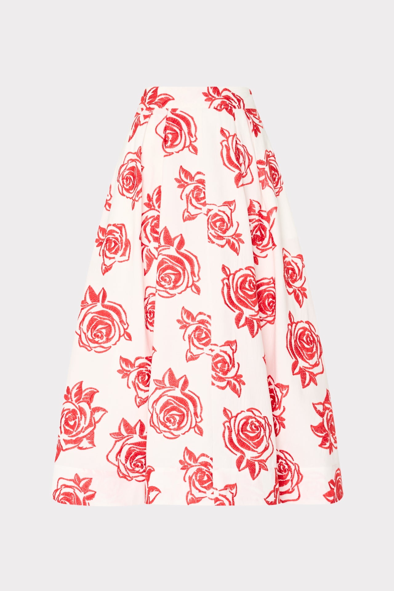 Juliet Rose Embroidery Midi Skirt Red/White | Milly Women