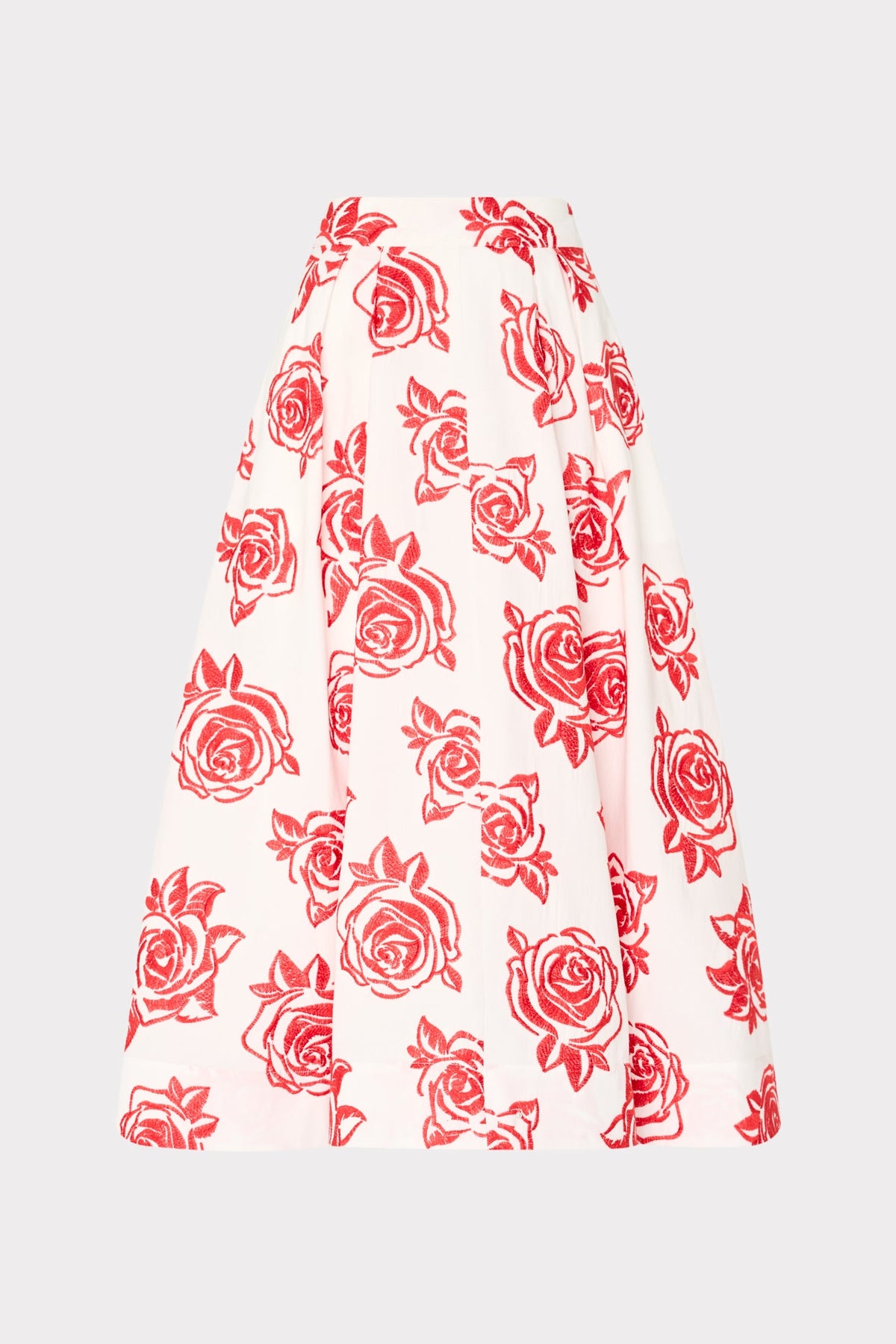 Juliet Rose Embroidery Midi Skirt Red/White | Milly Women