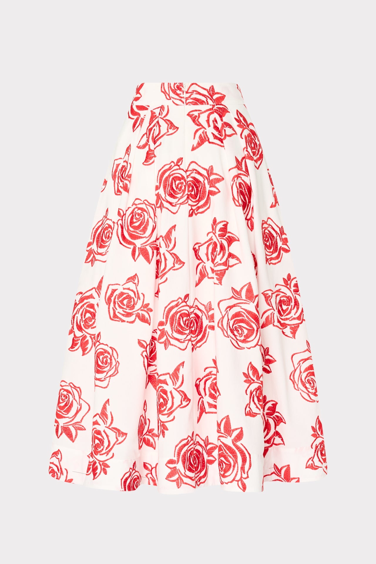 Juliet Rose Embroidery Midi Skirt Red/White | Milly Women