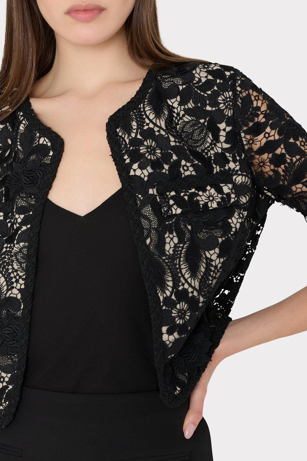 3D Garden Lace Jacket Black | Milly Women