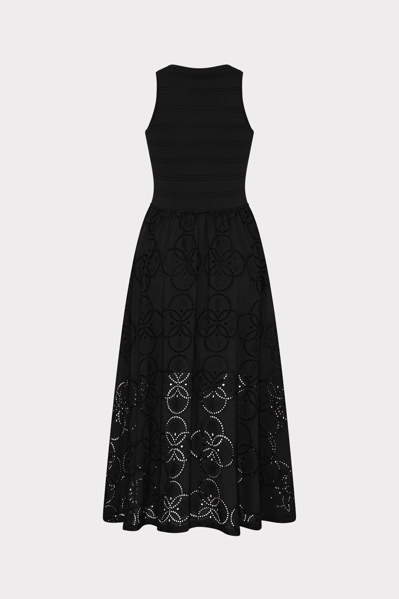 Geo Eyelet Knit Combo Midi Dress Black | Milly Women