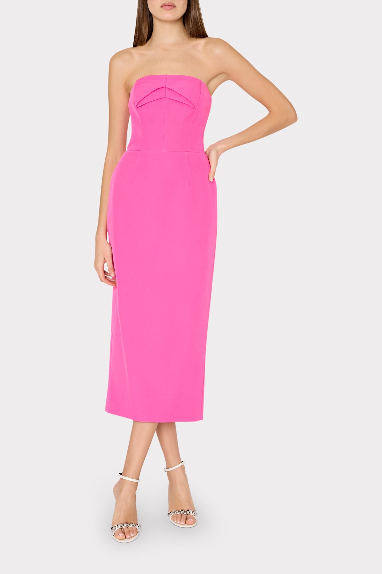 Taylor Triangle Pleat Cady Dress Pink | Milly Women