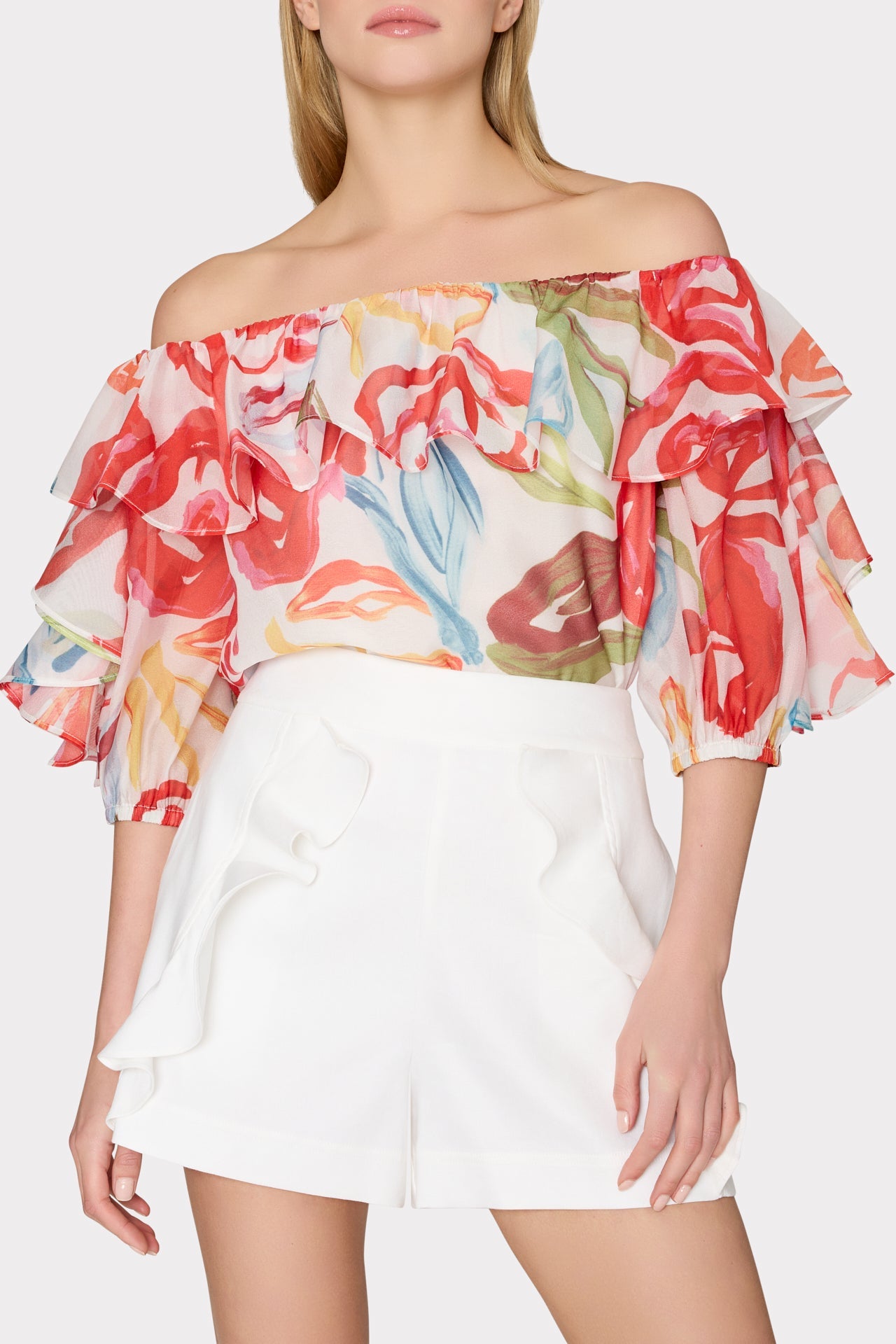 Linen Ruffle Short White | Milly Women