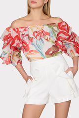 Linen Ruffle Short White | Milly Women