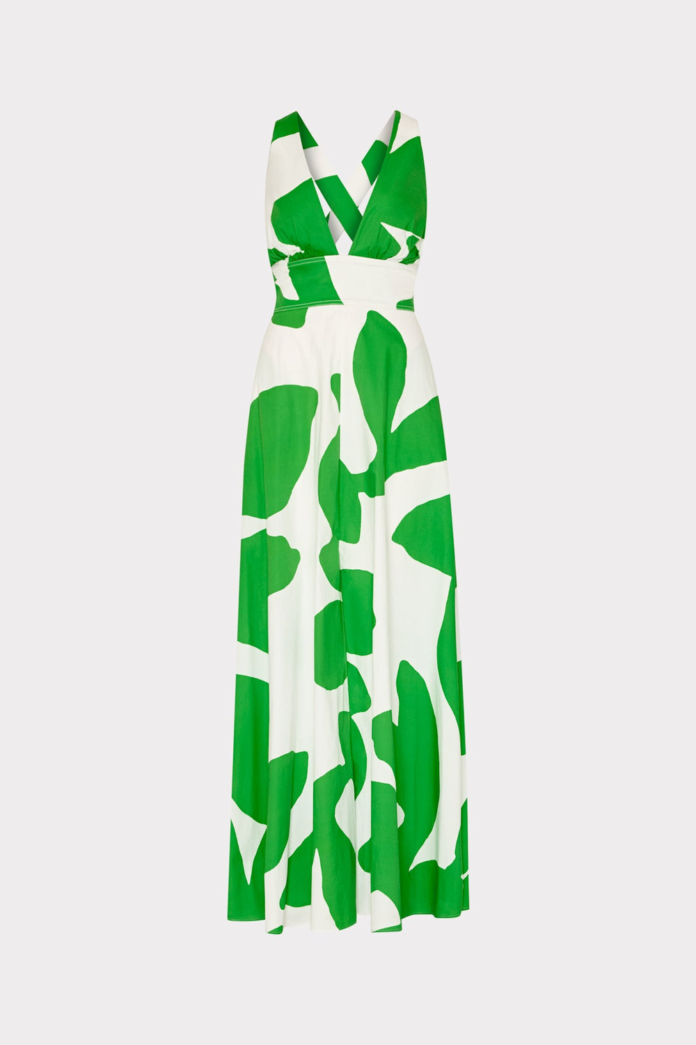 Catarina Grand Foliage Poplin Maxi Dress Green/White | Milly Women