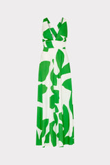 Catarina Grand Foliage Poplin Maxi Dress Green/White | Milly Women