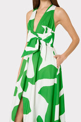 Catarina Grand Foliage Poplin Maxi Dress Green/White | Milly Women