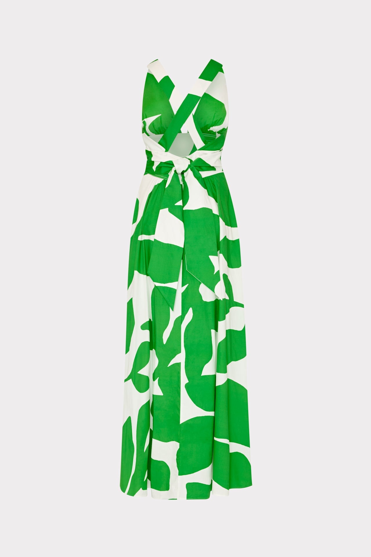 Catarina Grand Foliage Poplin Maxi Dress Green/White | Milly Women