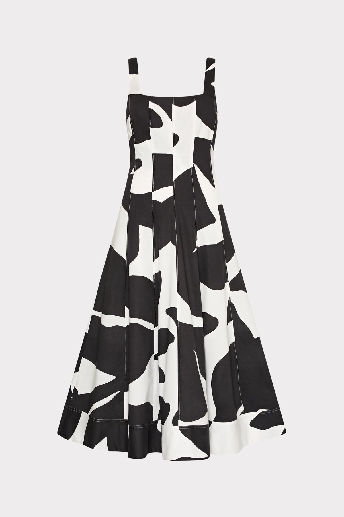 Grand Foliage Poplin Midi Dress Black/White | Milly Women
