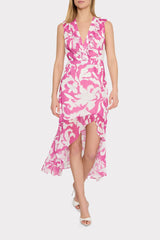 Nanci Lily Silhouette Ruffle Dress Pink/Ecru | Milly Women