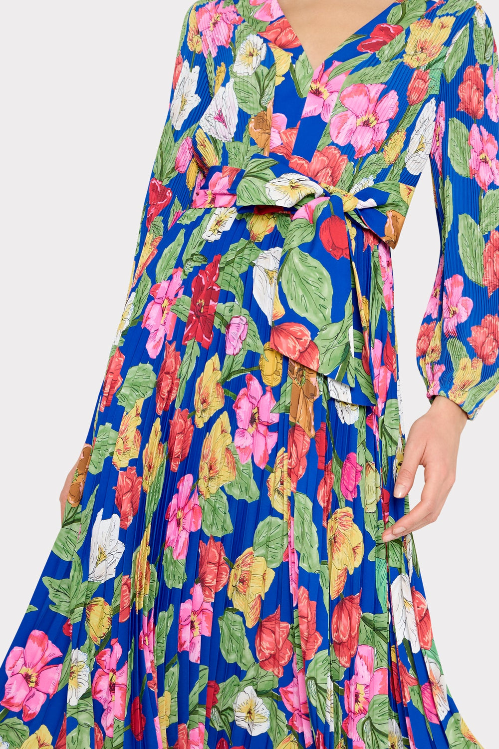Liora Tulip Rosette Pleated Dress Royal Blue Multi | Milly Women