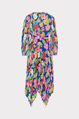 Liora Tulip Rosette Pleated Dress Royal Blue Multi | Milly Women
